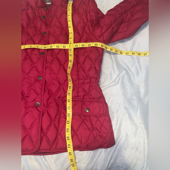 Eddie Bauer Red Quilted Puffer coat Packable goose down 550 fill large tall - Picture 3 of 7